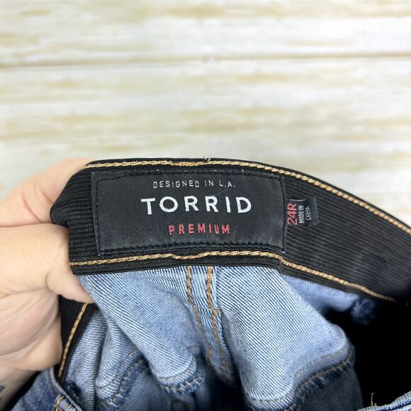 Torrid Premium Stretch Distressed Sky High Skinny Jeans - Picture 7 of 9